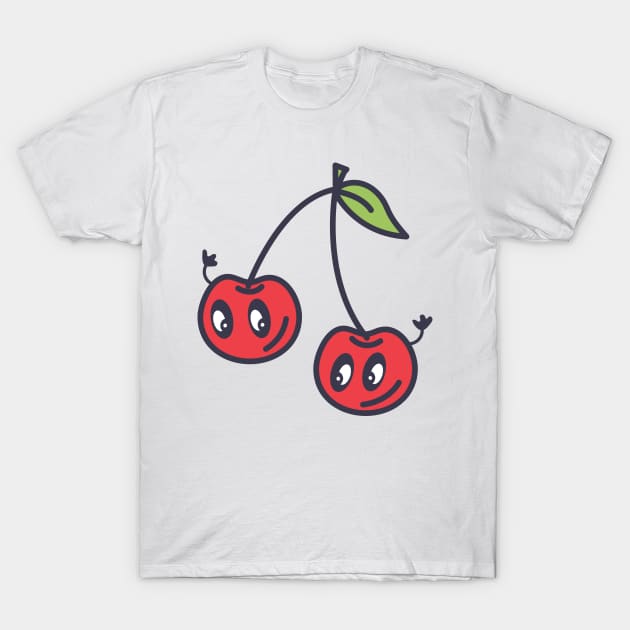 Kawaii Cherry Smiles T-Shirt by Jonathan Wightman